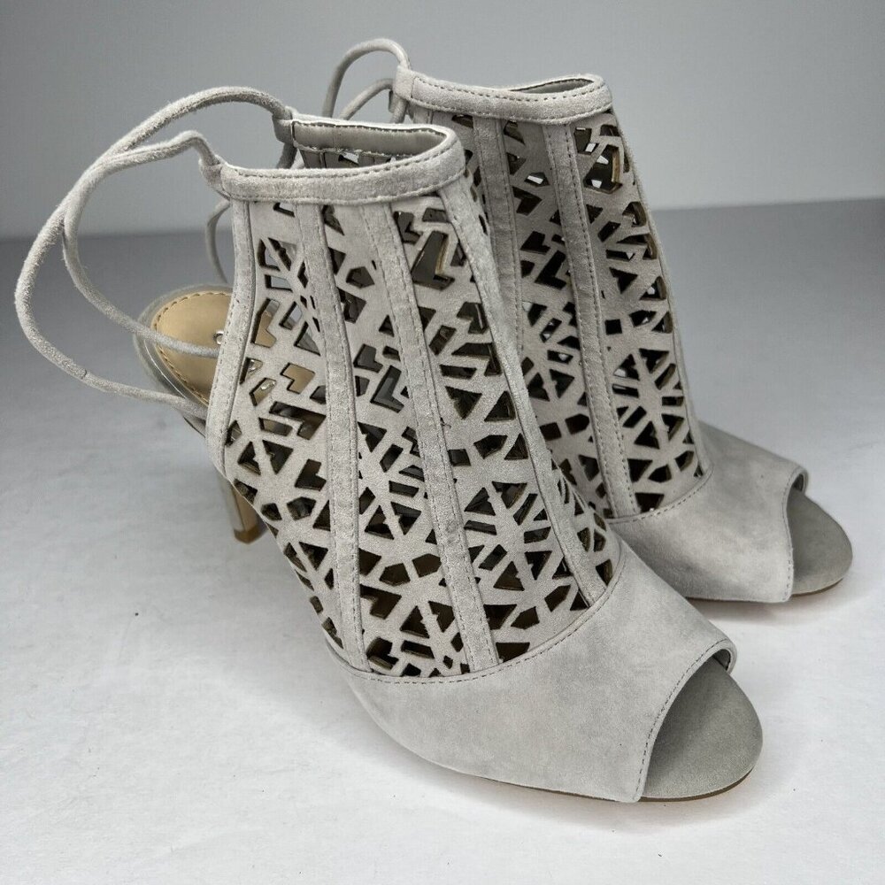 Gianni Bini Newbuck Soft Gray Suede Leather Cut-Out Heels Womens Size 7 - Picture 2 of 9